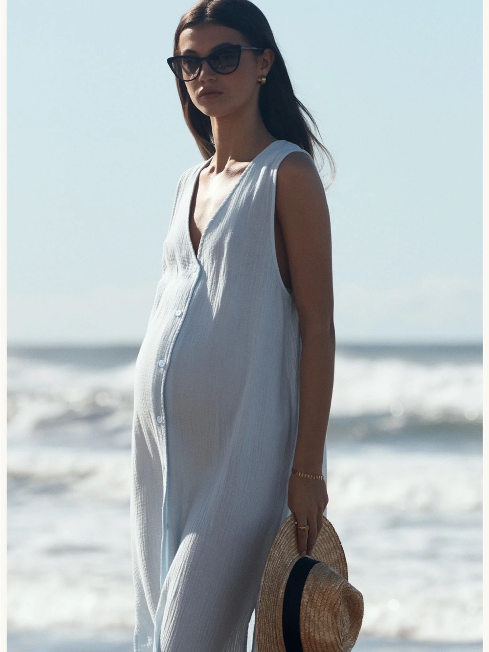 NWOT - ELLA COTTON GAUZE MAXI (SEAMIST) MATERNITY/NURSING DRESS